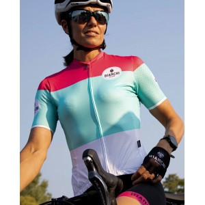 GORDONA Radtrikot Damen kurzarm weiß/celeste/pink (E21-4700)