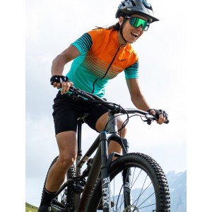 Cross Lady Radtrikot Damen kurzarm türkis/orange (E22-4180)
