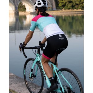 GORDONA Radtrikot Damen kurzarm weiß/celeste/pink (E21-4700)