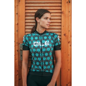 ALE GARDA LADY Radtrikot Damen kurzarm schwarz/celeste