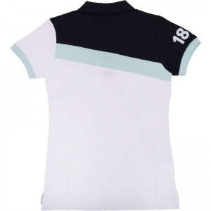 CELESTE STRIPE Damen Poloshirt weiß blau