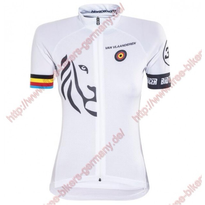 Radsport Bioracer Van Vlaanderen Damen Weiß schwarz 2018 Trikot Kurzarm Radtrikot Kaufen