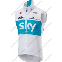 Radsport TEAM SKY 2018 Weiß Windstopper ärmelloses Trikot Kurz Radtrikot Kaufen