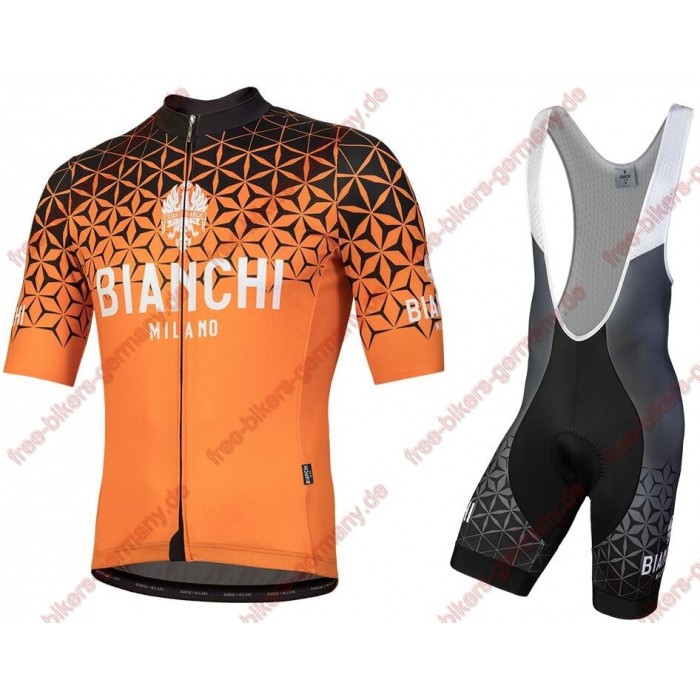 Profiteam 2018 Bianchi Milano Conca orange Radbekleidung Satz Trikot Kurzarm+Trägerhosen Sets Radtrikot Kaufen