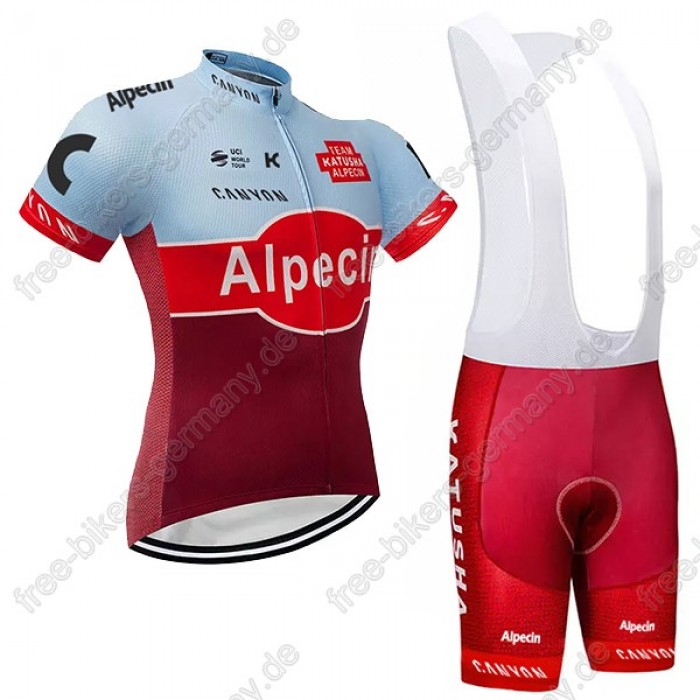 Katusha Alpecin rot Radbekleidung Satz Trikot Kurzarm+Trägerhosen  Radtrikot Kaufen
