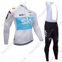 Sky Weiß blau Fahrradbekleidung Trikot Langarm+Lang Trägerh Radtrikot Kaufen