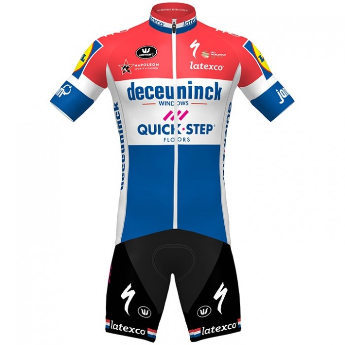 Fahrradbekleidung Radsport 2020 DECEUNINCK QUICK-STEP Dutch Champion Radbekleidung Satz Trikot Kurzarm+Fahrradhose Se Radtrikot Kaufen