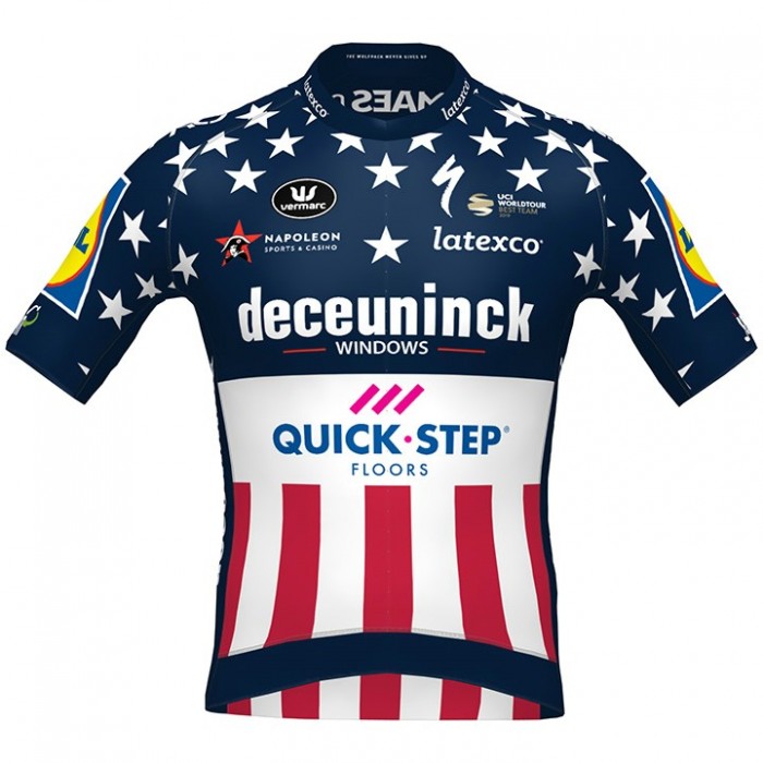Fahrradbekleidung Radsport 2020 DECEUNINCK QUICK-STEP USA Zeitfahrmeister Trikot Kurzarm Outlet Radtrikot Kaufen