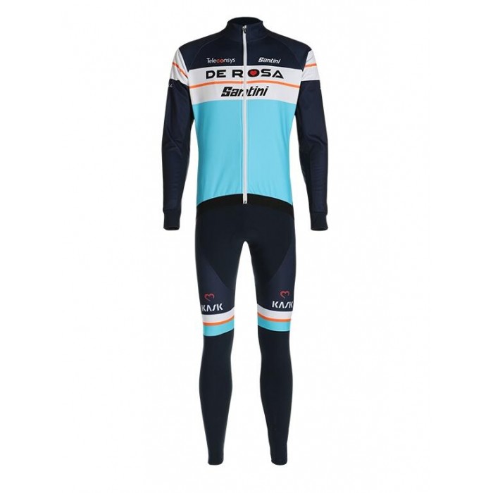 Fahrradbekleidung Radsport 2020 TEAM DE-ROSA SANTINI Set Radbekleidung Trikot Langarm+ Trägerhosen Bl Radtrikot Kaufen