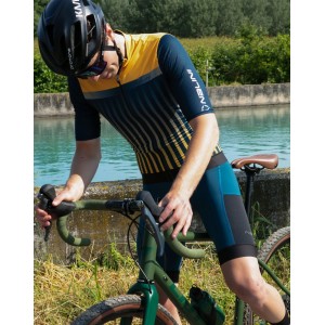 New Respect Radtrikot kurzarm blau/gelborange