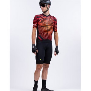 ALE CHECKER Radtrikot kurzarm schwarz/rot