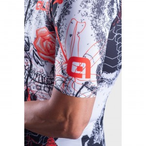 ALE SKULL Radtrikot kurzarm schwarz/weiß