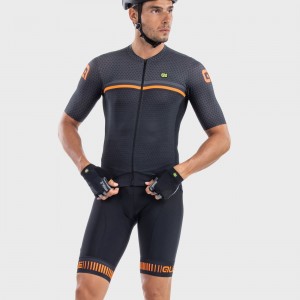 ALE STRADA Trägerhose kurz schwarz/orange