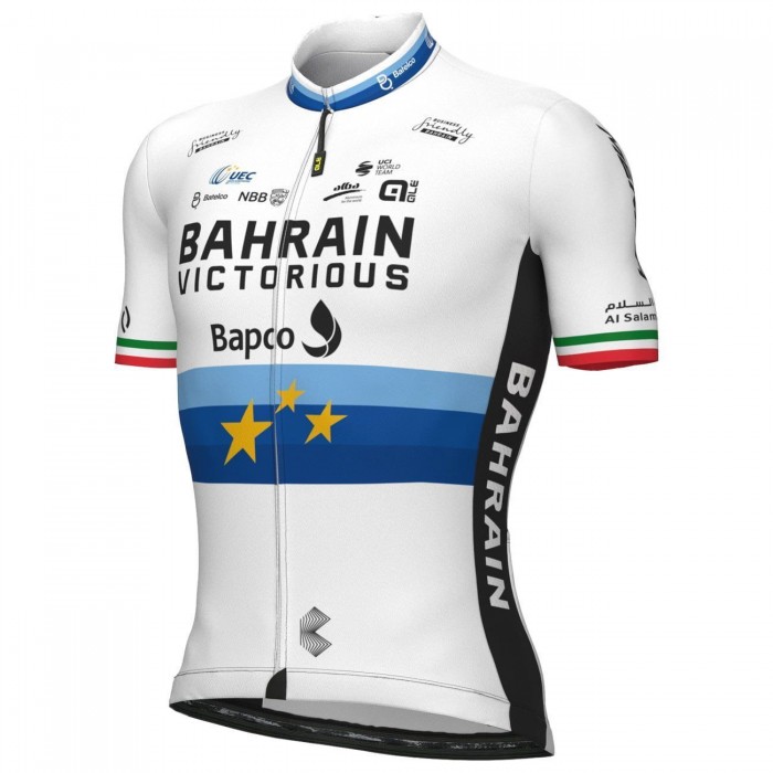 Bahrain Victorious Europameister 2022 Radtrikot kurzarm (langer RV)-ALE Radsport-Profi-Team