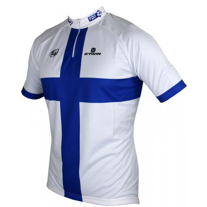 FRANCAISE DES JEUX (FDJ) Finnischer Meister 2015 Kurzarmtrikot (kurzer Reißverschluss) -B'TWIN Radsport-Profi-Team