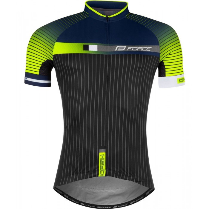 DASH Radtrikot kurzarm blau/neongelb/schwarz