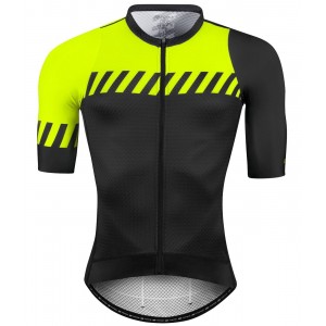 FASHION Radsport-Set (Radtrikot langer RV+Trägerhose) neongelb/schwarz