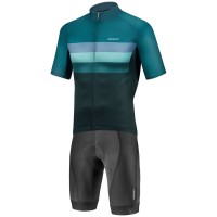 RIVAL Radsport-Set (Kurzarmtrikot+Trägerhose) blau-grün/schwarz