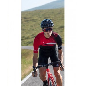 RIGO Radtrikot kurzarm rot/schwarz