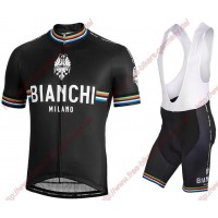 Profiteams BIANCHI MILANO New Pride black Radbekleidung Satz Trikot Kurzarm+Trägerhosen Se Radtrikot Kaufen
