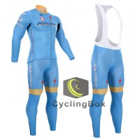 2015 Astana Fahrradbekleidung Radtrikot Satz Langarm und Lange Trägerhose Radtrikot Kaufen