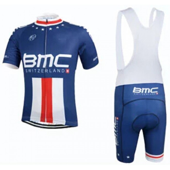 2015 BMC Proteam Fahrradbekleidung Satz Fahrradtrikot Kurzarm Trikot und Kurz Trägerhose Blau Radtrikot Kaufen