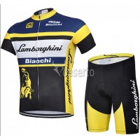 2015 Lamborghini Bianchi Radbekleidung Radtrikot Kurzarm und Fahrradhosen Kurz Radtrikot Kaufen