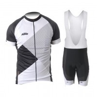 2015 KTM Fahrradbekleidung Satz Fahrradtrikot Kurzarm Trikot und Kurz Trägerhose schwarz Weiß Radtrikot Kaufen