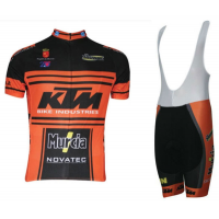 2015 KTM Fahrradbekleidung Satz Fahrradtrikot Kurzarm Trikot und Kurz Trägerhose Schwarz orange Radtrikot Kaufen