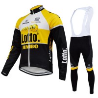 2015 Lotto Jumbo Fahrradbekleidung Radtrikot Satz Langarm und Lange Trägerhose Radtrikot Kaufen