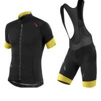 2015 MAVIC Fahrradbekleidung Satz Fahrradtrikot Kurzarm Trikot und Kurz Trägerhose schwarz gelb Radtrikot Kaufen