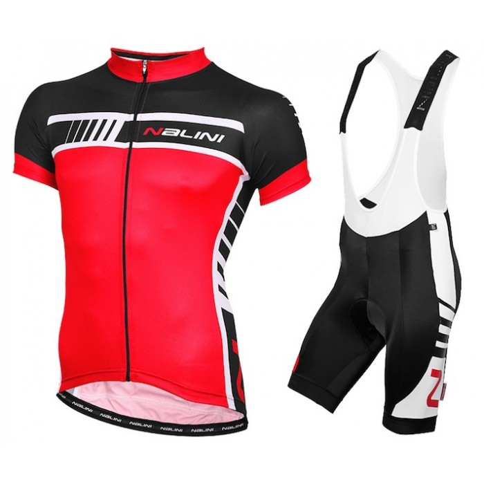 2015 Nalini Tescio Schwarz-Rot Fahrradbekleidung Satz Fahrradtrikot Kurzarm Trikot und Kurz Trägerhose Radtrikot Kaufen