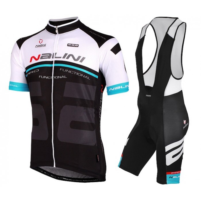 2015 Nalini Bao Weiß-Blau-Schwarz Fahrradbekleidung Satz Fahrradtrikot Kurzarm Trikot und Kurz Trägerhose Radtrikot Kaufen