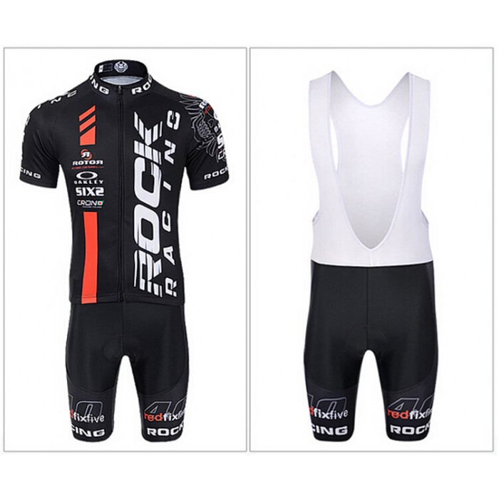2015 Rock Racing Fahrradbekleidung Satz Fahrradtrikot Kurzarm Trikot und Kurz Trägerhose rot schwarz Radtrikot Kaufen