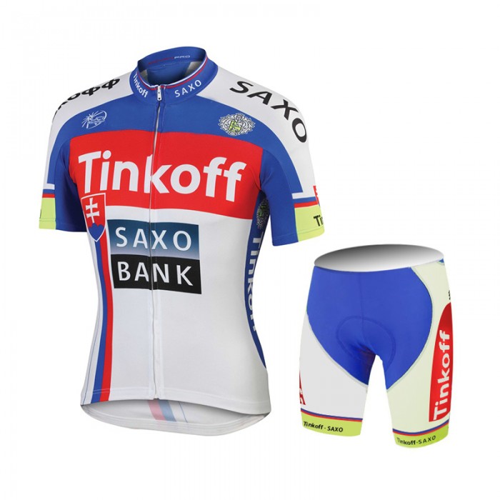 2015 Saxo bank Tionkff Radbekleidung Radtrikot Kurzarm und Fahrradhosen Kurz Blau Radtrikot Kaufen