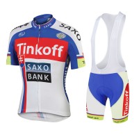 2015 Saxo bank Tionkff Fahrradbekleidung Satz Fahrradtrikot Kurzarm Trikot und Kurz Trägerhose Blau Radtrikot Kaufen