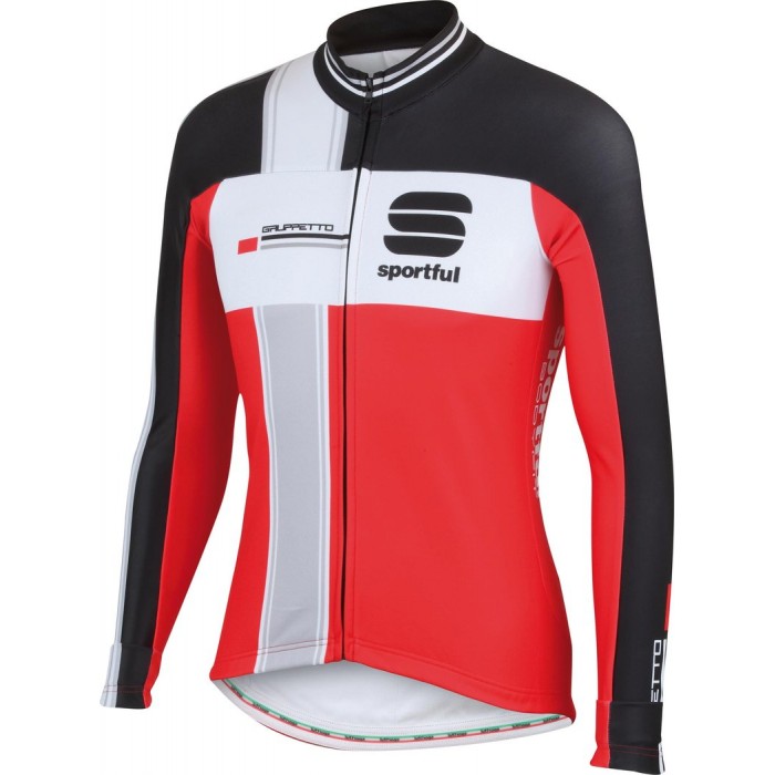 2015 Sportful Gruppetto LS Rood Fahrradtrikot Langarm Rouge Radtrikot Kaufen