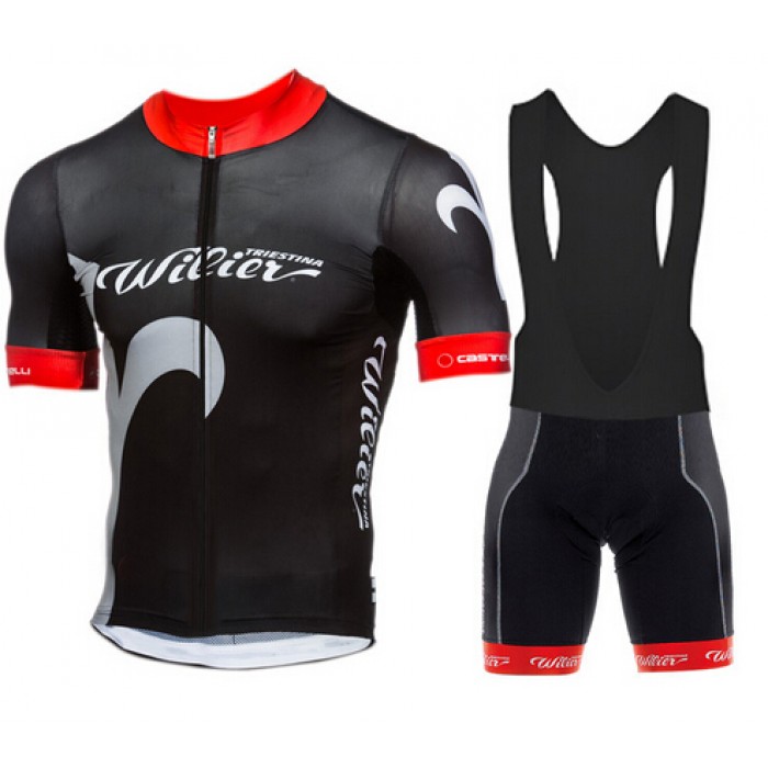 WILIER 2015 schwarz Fahrradbekleidung Satz Fahrradtrikot Kurzarm Trikot und Kurz Trägerhose schwarz Radtrikot Kaufen