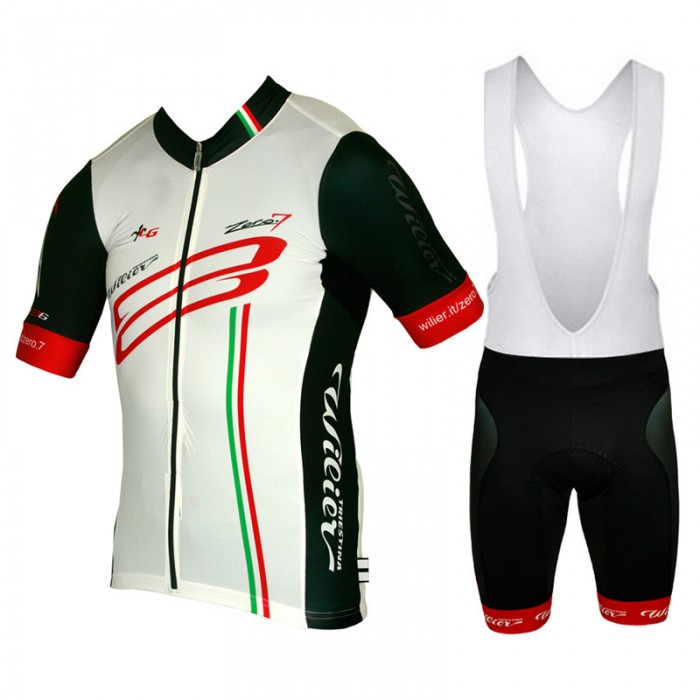 2015 WILIER Fahrradbekleidung Satz Fahrradtrikot Kurzarm Trikot und Kurz Trägerhose Weiß Schwarz Radtrikot Kaufen