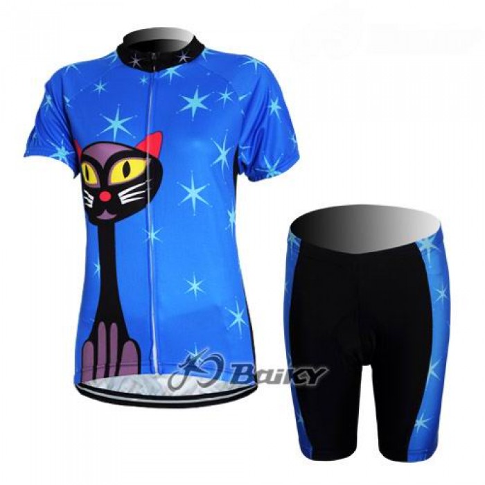 Blue Cat Radbekleidung Radtrikot Kurzarm und Fahrradhosen Kurz Blau Damen Radtrikot Kaufen