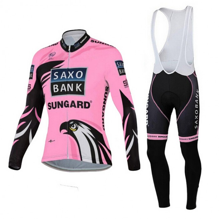 2015 Saxo Bank Sungard Damen Fahrradbekleidung Radtrikot Satz Langarm und Lange Trägerhose Radtrikot Kaufen