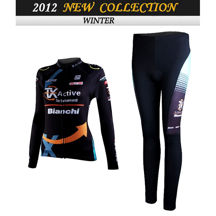 2012 Damen bianchi Cycling Fahrradbekleidung Radtrikot Satz Langarm und Lange Fahrradhose Radtrikot Kaufen