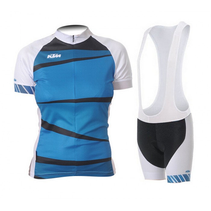 2015 KTM Damen blau Fahrradbekleidung Satz Fahrradtrikot Kurzarm Trikot und Kurz Trägerhose Radtrikot Kaufen