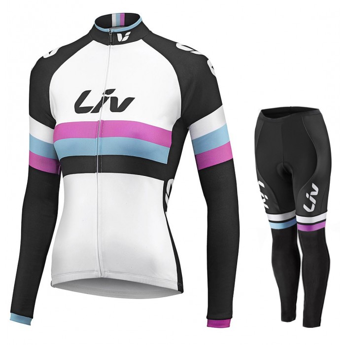 Damen LIV RACE DAY SS 2015 Long white Cycling Fahrradbekleidung Radtrikot Satz Langarm und Lange Fahrradhose Radtrikot Kaufen