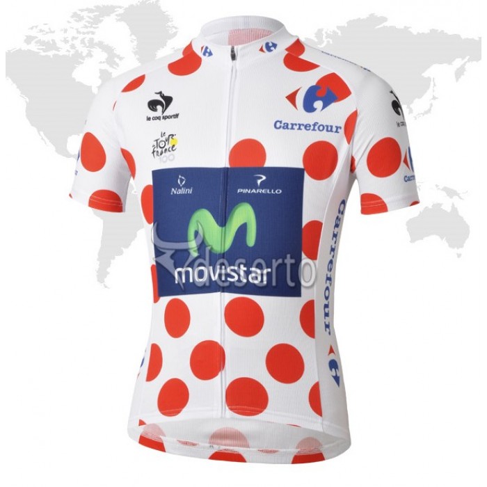 Movistar Tour de France Gepunktetes Trikot Radtrikot Kurzarm Radtrikot Kaufen