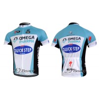 2012 Omega Pharma-Quick Step Radtrikot Kurzarm Weiß Blau Radtrikot Kaufen