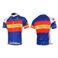 2012 Movistar Radtrikot Kurzarm Blau Rot Radtrikot Kaufen