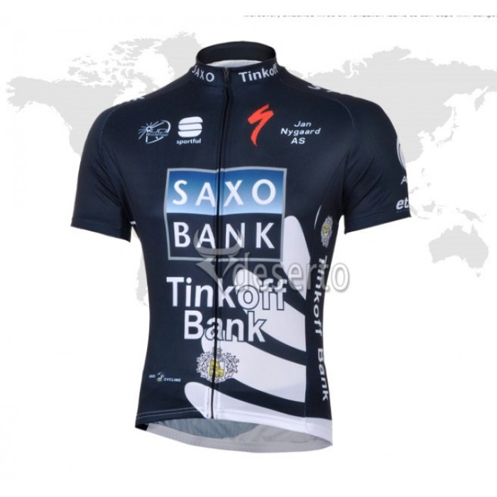 2013 Saxo Bank Tinkoff Pro Team Radtrikot Kurzarm Dunkel Blau Radtrikot Kaufen