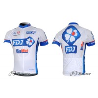 2012 FDJ-BigMatRadtrikot Kurzarm Weiß Blau Radtrikot Kaufen