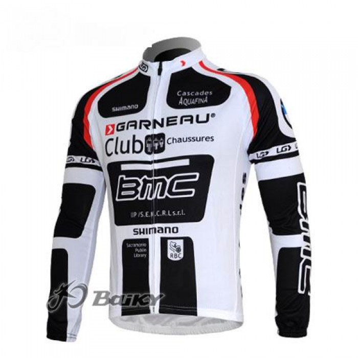 BMC Garneau Team Fahrradtrikot Langarm Weiß Schwarz Radtrikot Kaufen
